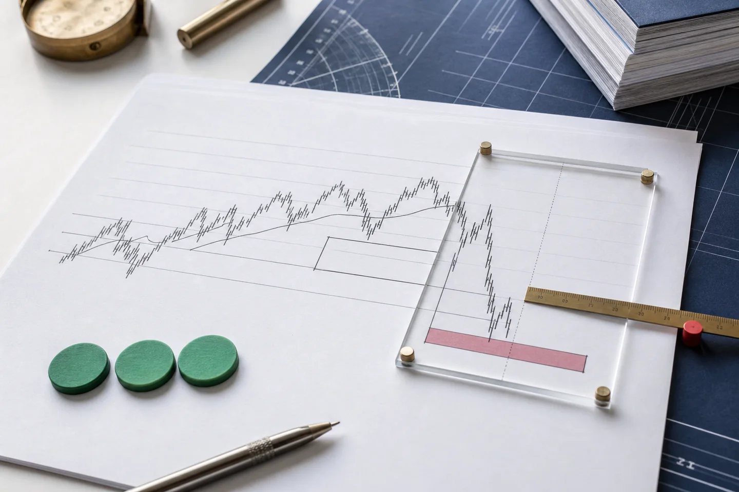 A position size worksheet with a stop-loss ruler and risk limits